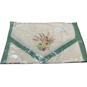 Embroidered Wheat & Floral Table Runner 14"x90" B.M. Jabara & Sons Cotton/Ramie